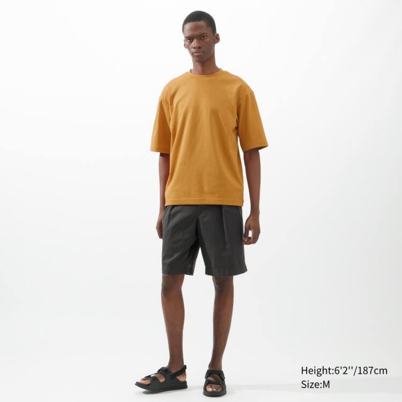 Camiseta Uniqlo U Airism Algodon Crew Neck Oversized Fit Half Sleeved Hombre Naranjas | 5813EZUTH