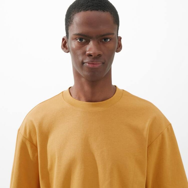 Camiseta Uniqlo U Airism Algodon Crew Neck Oversized Fit Half Sleeved Hombre Naranjas | 5813EZUTH