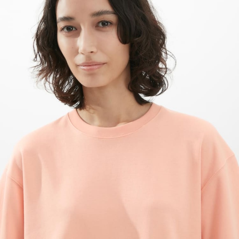 Camiseta Uniqlo U Airism Algodon Oversized Mujer Rosas | 7539MOUVA