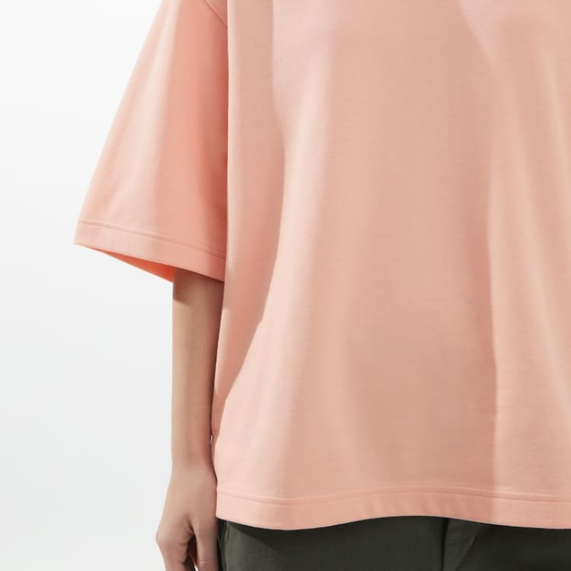 Camiseta Uniqlo U Airism Algodon Oversized Mujer Rosas | 7539MOUVA