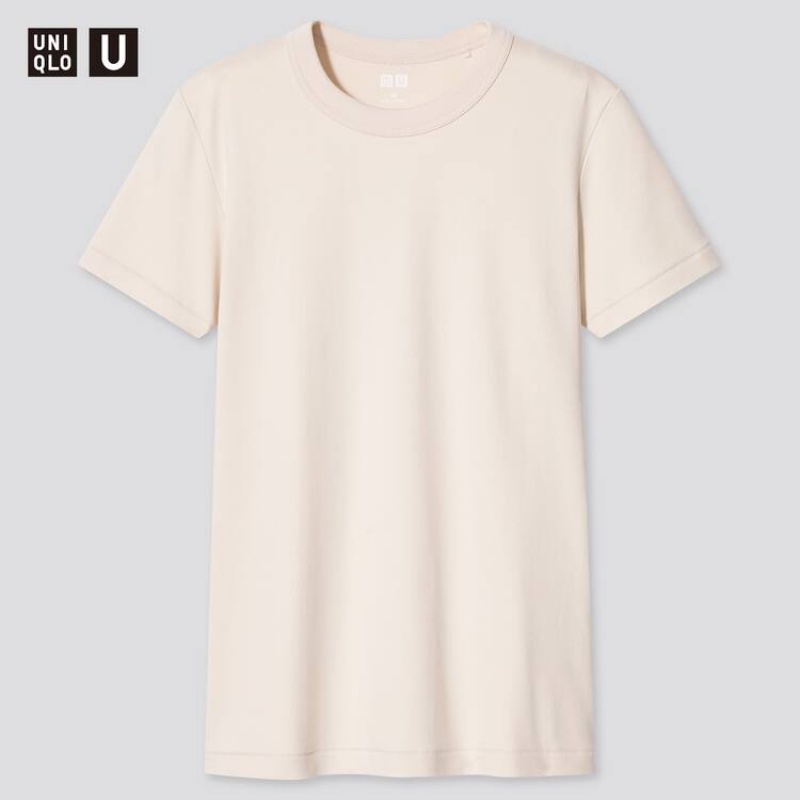 Camiseta Uniqlo U Crew Neck (2021 Season) Mujer Beige | 5481SEXWI