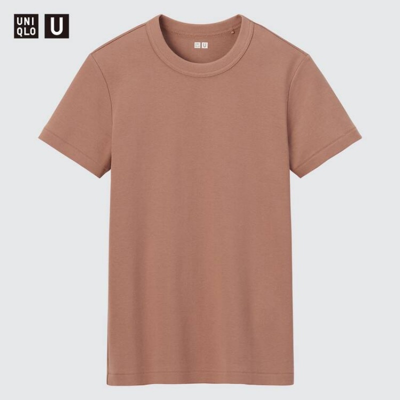 Camiseta Uniqlo U Crew Neck Mujer Rosas | 8756LJXNQ