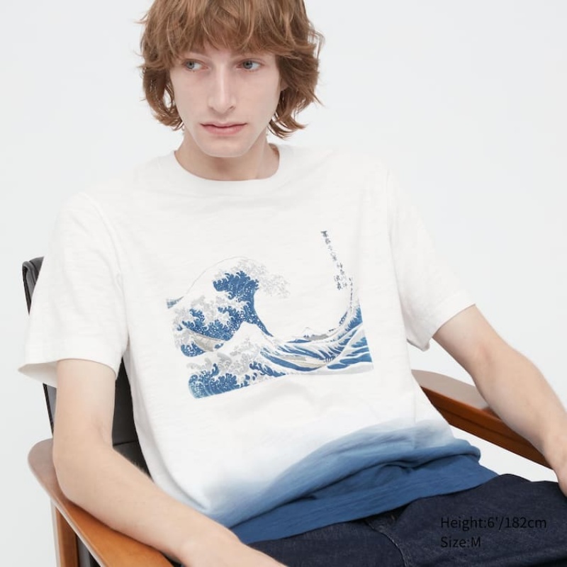 Camiseta Uniqlo Ukiyo-e Archive Ut Estampadas Hombre Blancas | 4092BGJED