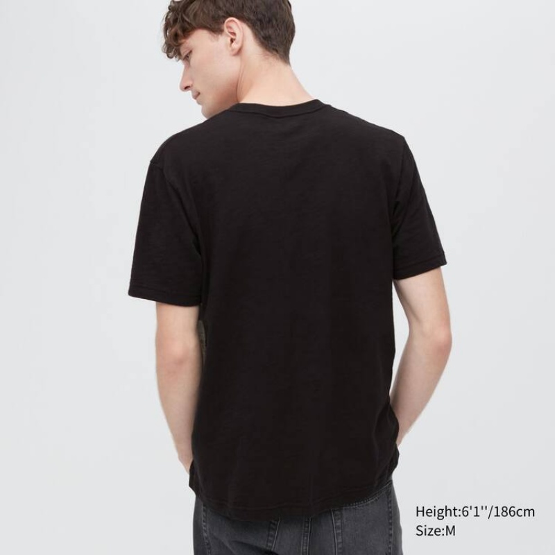 Camiseta Uniqlo Ukiyo-e Archive Ut Estampadas Hombre Negras | 0841EMZRW