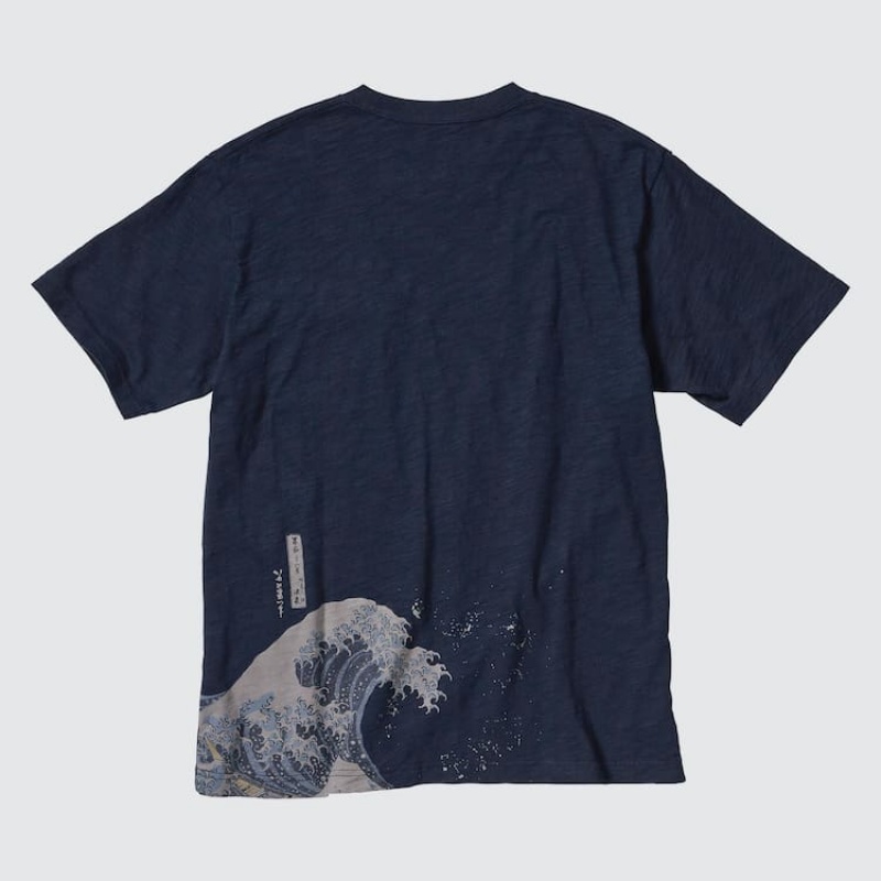 Camiseta Uniqlo Ukiyo-e Archive Ut Estampadas Hombre Azul Marino | 1940HYKJD