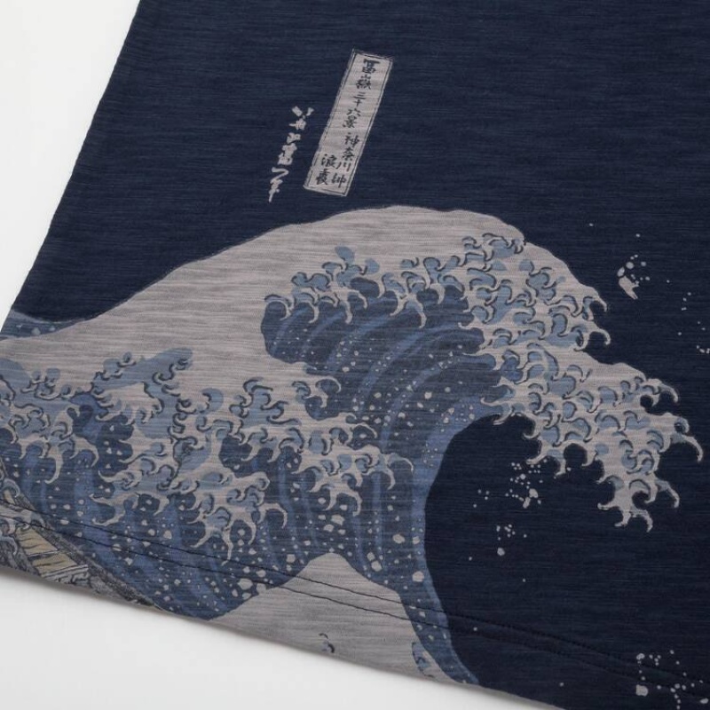 Camiseta Uniqlo Ukiyo-e Archive Ut Estampadas Hombre Azul Marino | 1940HYKJD