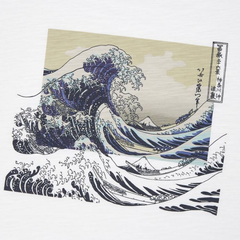 Camiseta Uniqlo Ukiyo-e Masters Ut Estampadas Hombre Blancas | 5179EFBGL