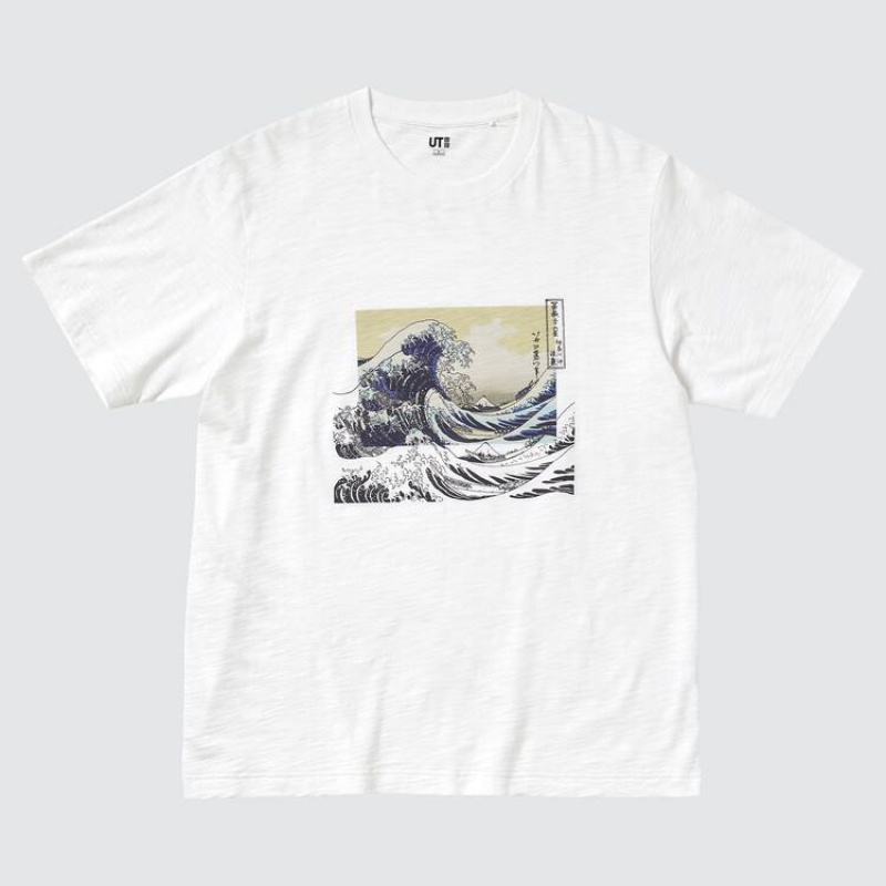 Camiseta Uniqlo Ukiyo-e Masters Ut Estampadas Hombre Blancas | 5179EFBGL