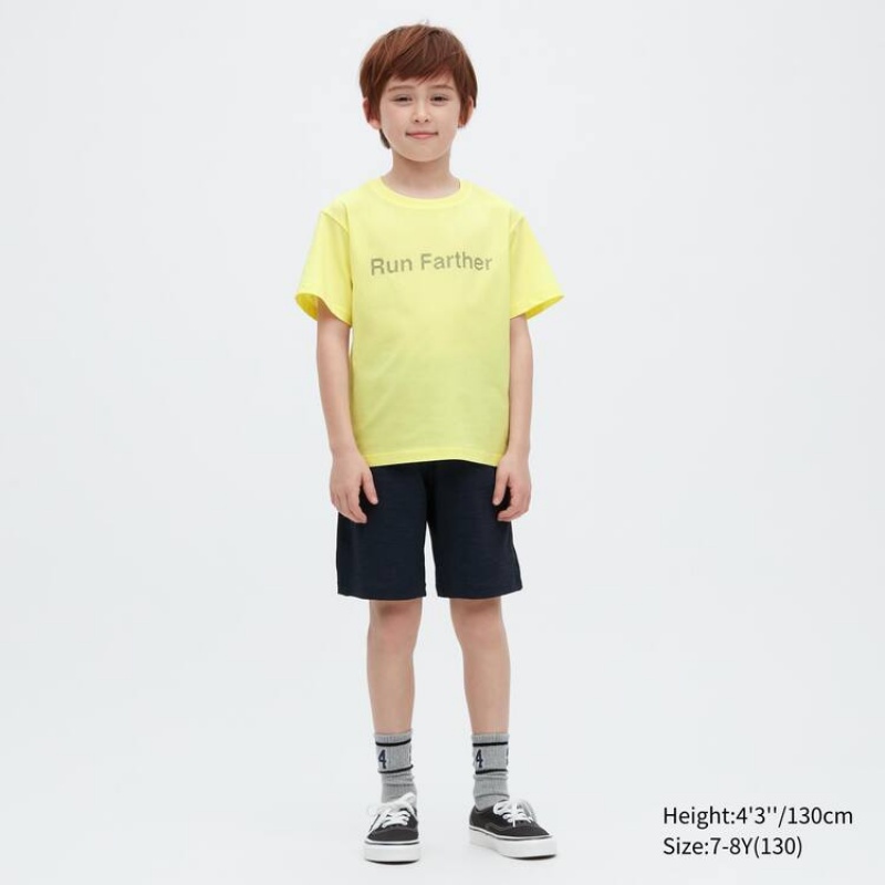 Camiseta Uniqlo Ultra Stretch Dry-ex Crew Neck Corta Sleeved Niños Amarillo | 6543MNAHK