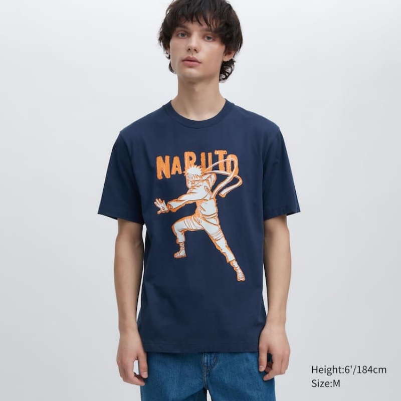 Camiseta Uniqlo Ut Archive Naruto Estampadas Hombre Azul Marino | 8273AOTPS