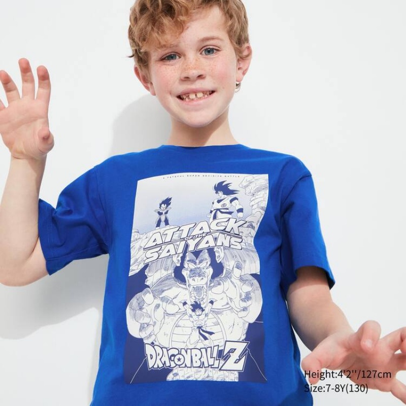 Camiseta Uniqlo Ut Dragon Ball Niños Azules | 0641VOUJC