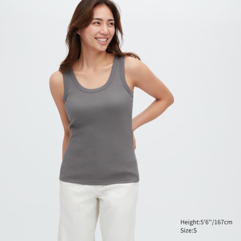 Chaleco Uniqlo Acanalado Mujer Gris | 6278EUAGY