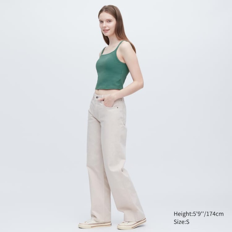 Chaleco Uniqlo Airism Algodon Cropped Sin Manga Mujer Verde | 1642RQNPL