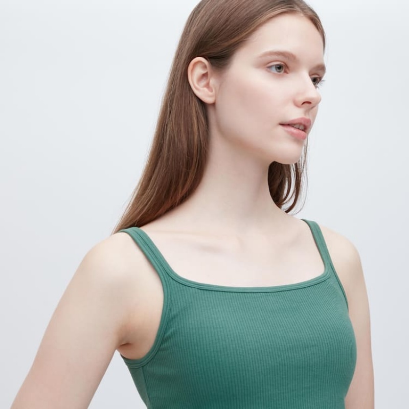 Chaleco Uniqlo Airism Algodon Cropped Sin Manga Mujer Verde | 1642RQNPL