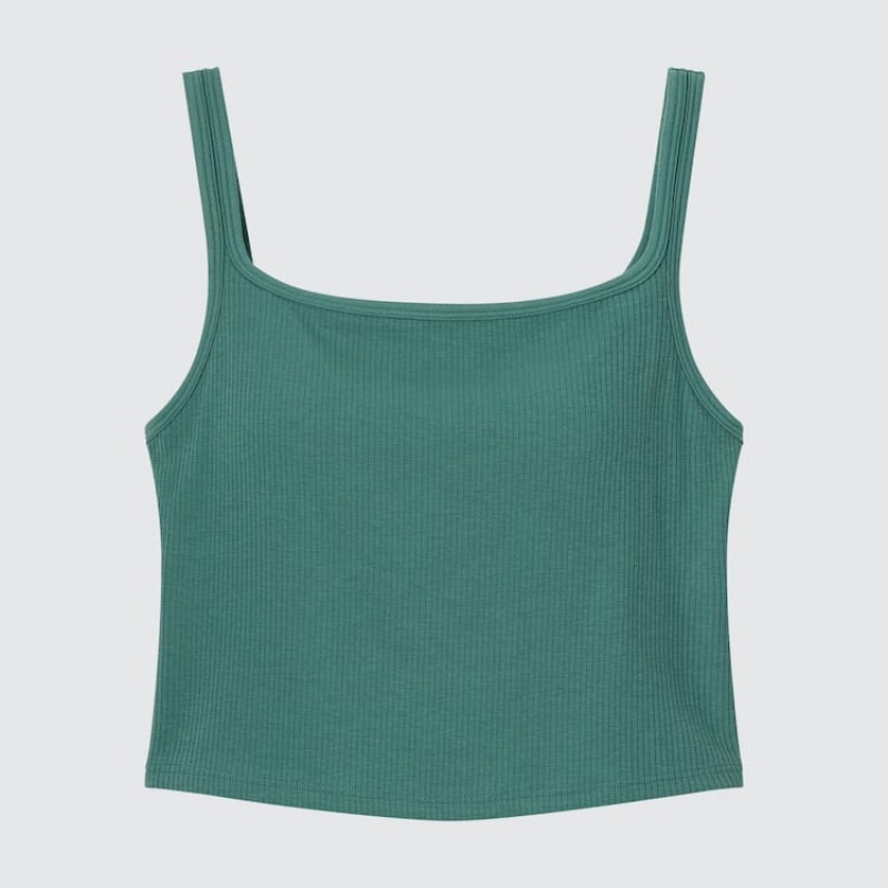 Chaleco Uniqlo Airism Algodon Cropped Sin Manga Mujer Verde | 1642RQNPL