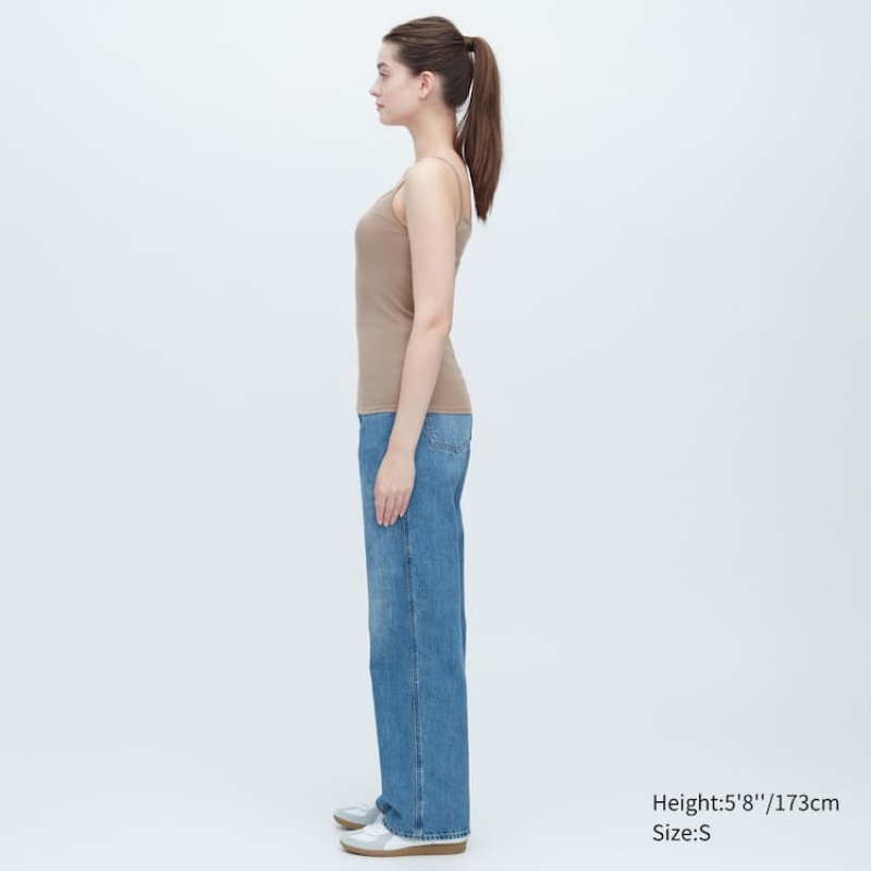 Chaleco Uniqlo Algodon Encaje Camisole Mujer Kaki | 1263YMHSZ