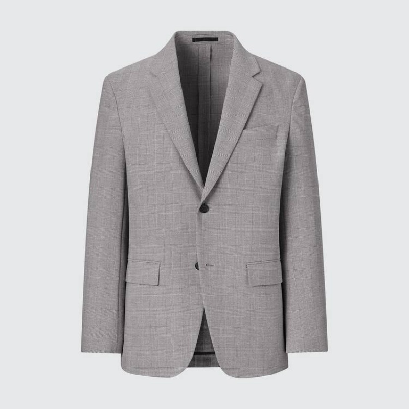 Chaquetas Uniqlo Airsense Ultra Light Glen Checked Hombre Gris | 6389NLVCS