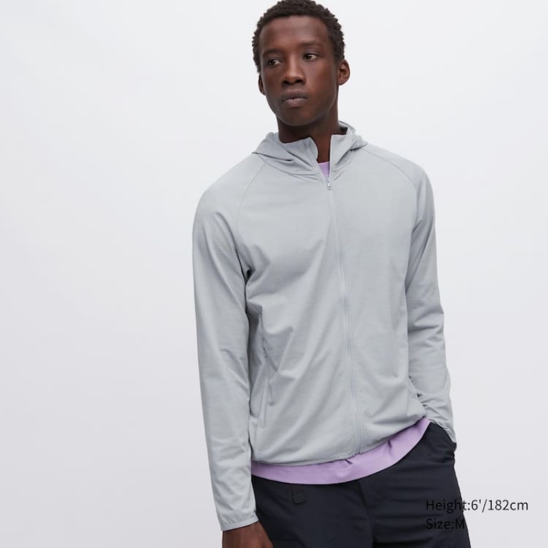 Chaquetas Uniqlo Dry-ex Uv Protection Zipped Hombre Gris Claro | 2150REBFG