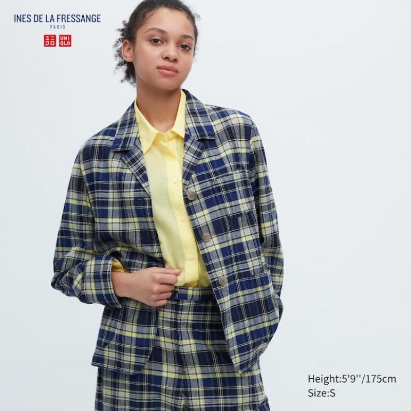 Chaquetas Uniqlo Ines De La Fressange Linen Algodon Blend Coverall Mujer Azules | 0258MPTWF