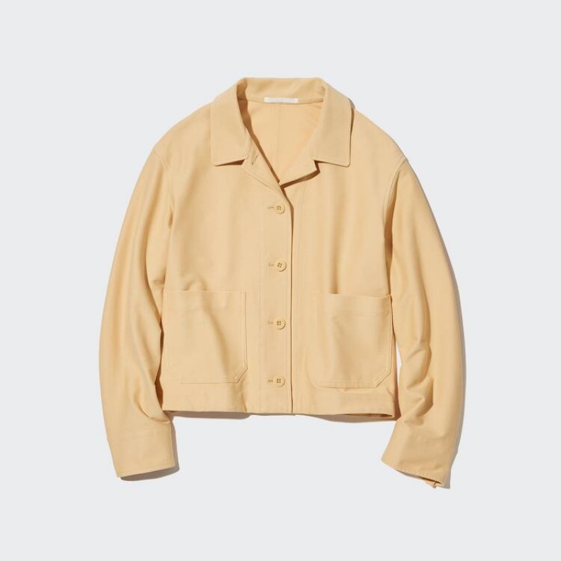 Chaquetas Uniqlo Jersey Relaxed Fit Mujer Amarillo | 5384MDTBJ