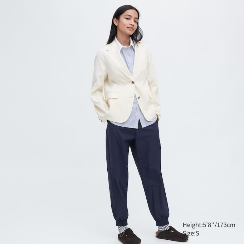 Chaquetas Uniqlo Jw Anderson Linen Blend Mujer Blancas | 6574PSIKY