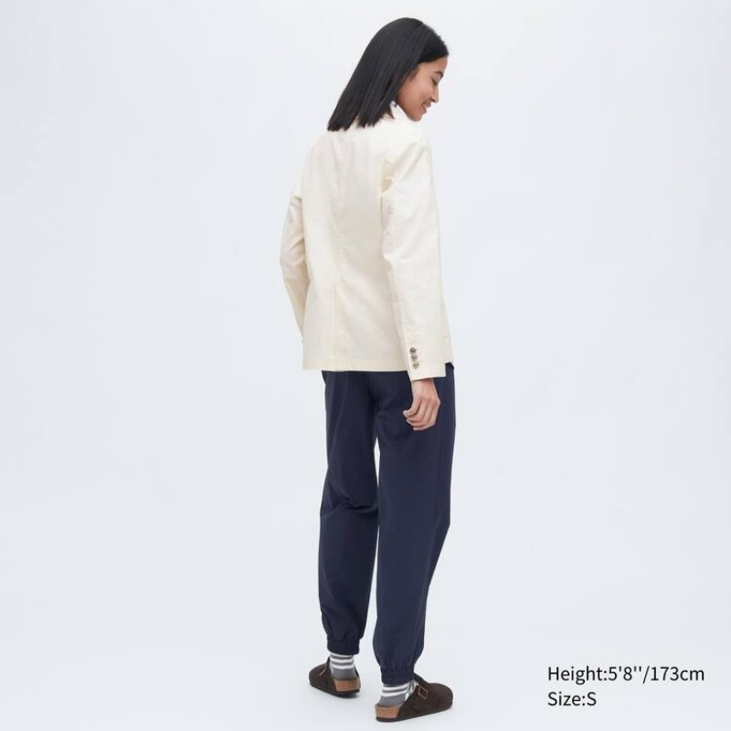 Chaquetas Uniqlo Jw Anderson Linen Blend Mujer Blancas | 6574PSIKY