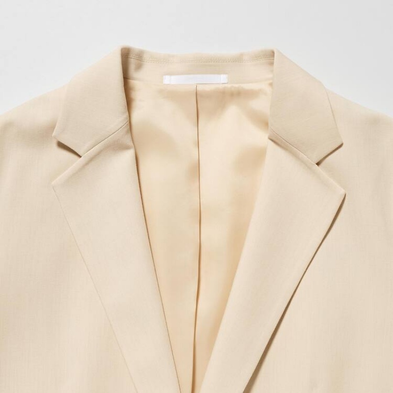 Chaquetas Uniqlo Relaxed Tailored Mujer Beige | 8635GKWYP