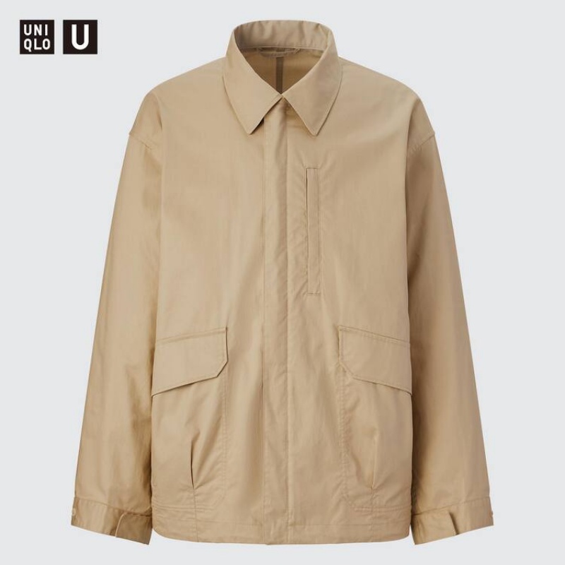 Chaquetas Uniqlo U Oversized Utility Hombre Beige | 7493OUJFS