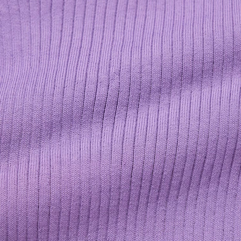 Cárdigan Uniqlo Cropped Crew Neck Mujer Moradas | 7436GYAMC