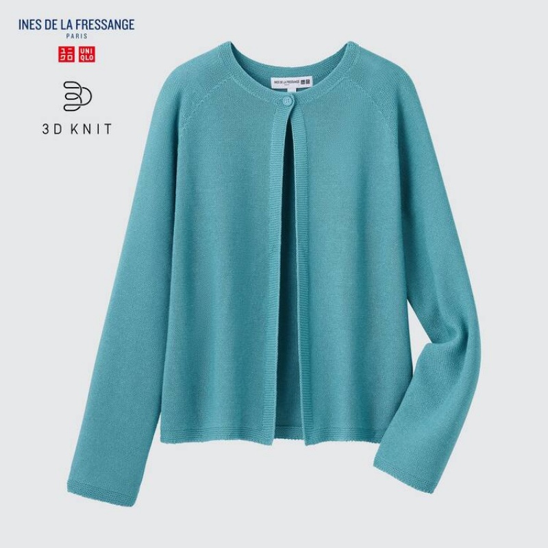 Cárdigan Uniqlo Ines De La Fressange 3d Knit Seamless Mujer Azules | 1708XNFMT