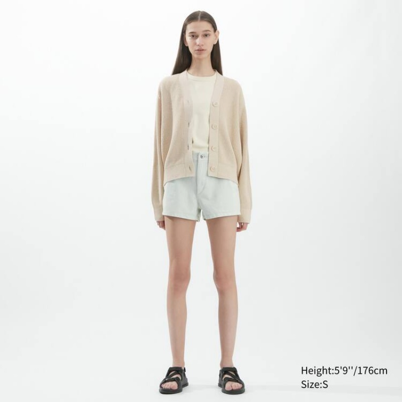 Cárdigan Uniqlo U Acanalado Mujer Beige | 3718TWSFU