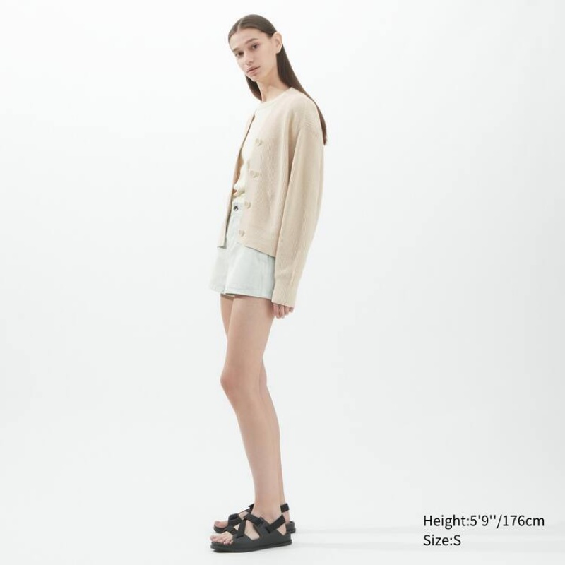 Cárdigan Uniqlo U Acanalado Mujer Beige | 3718TWSFU