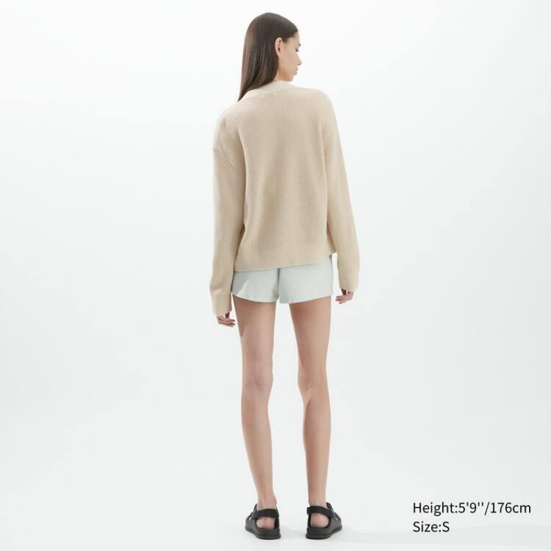 Cárdigan Uniqlo U Acanalado Mujer Beige | 3718TWSFU