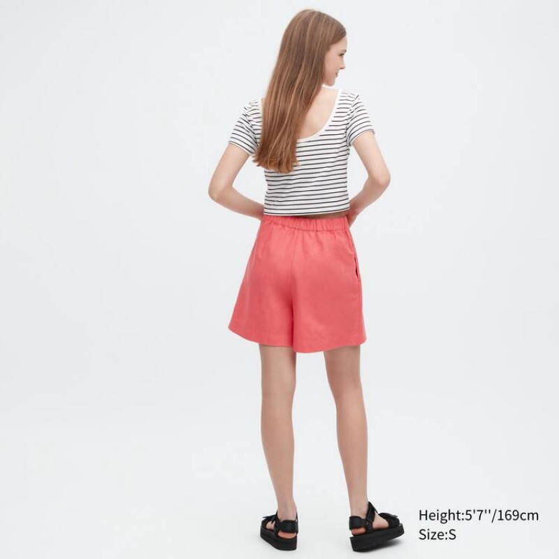 Falda Uniqlo Linen Blend Skort Mujer Rosas | 9683AJDLH