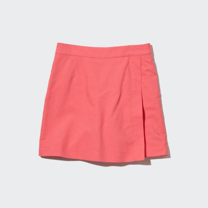 Falda Uniqlo Linen Blend Skort Mujer Rosas | 9683AJDLH