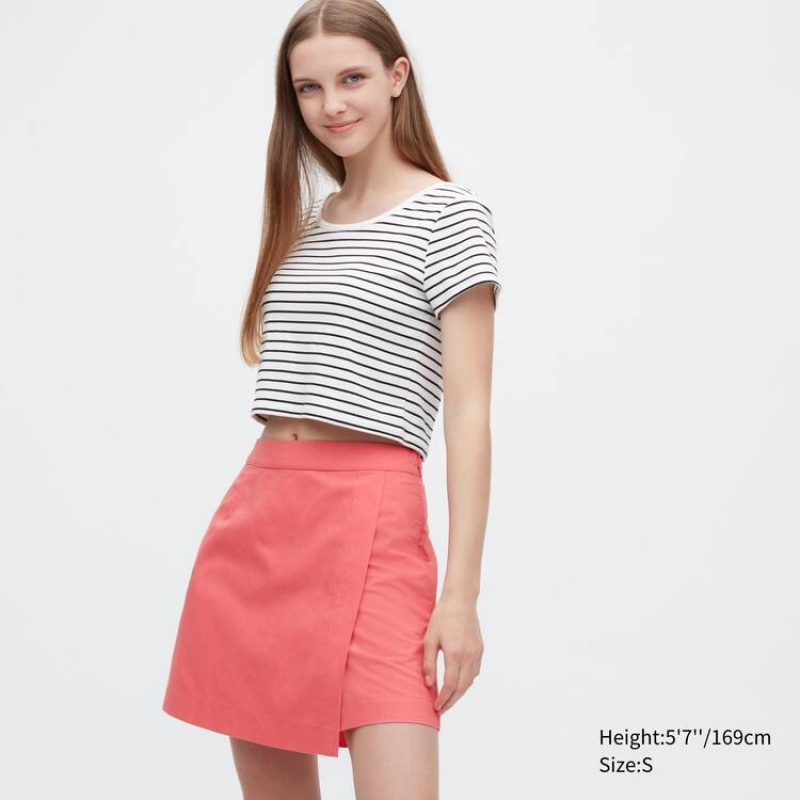 Falda Uniqlo Linen Blend Skort Mujer Rosas | 9683AJDLH