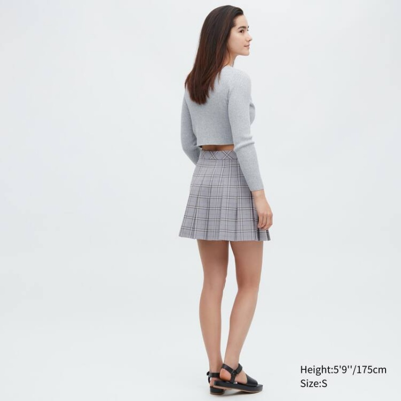 Falda Uniqlo Plisado Mini Mujer Gris | 6973PIESK