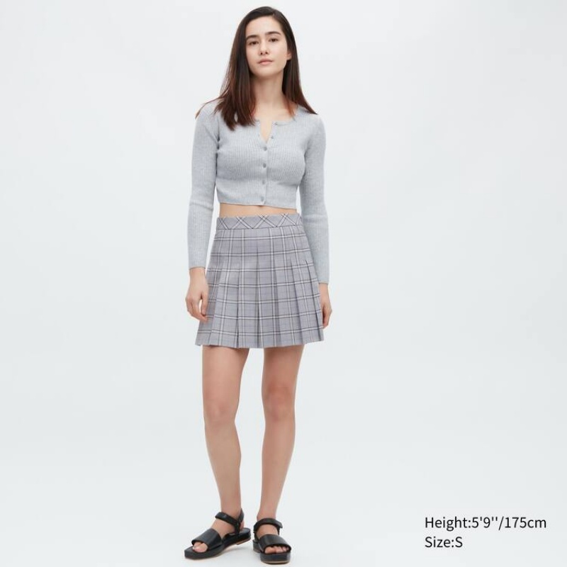 Falda Uniqlo Plisado Mini Mujer Gris | 6973PIESK