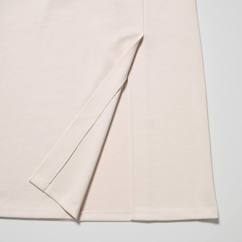 Falda Uniqlo Stretch Double Faced Split Hem Mujer Beige | 2369YZAWP