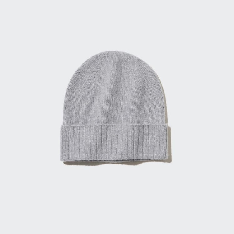 Gorro Uniqlo 100% Cashmere De Punto Hombre Gris Claro | 9672KPZQU