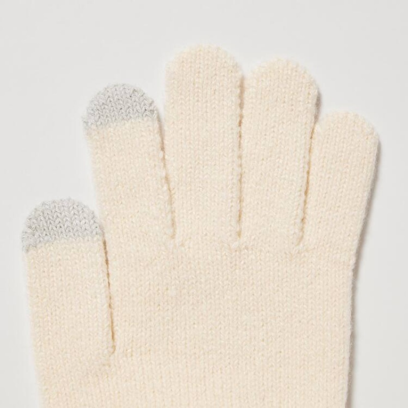 Guantes Uniqlo Heattech De Punto Gloves Niños Blancas | 5769RIMDH