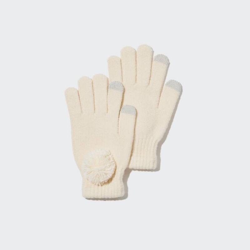 Guantes Uniqlo Heattech De Punto Gloves Niños Blancas | 5769RIMDH