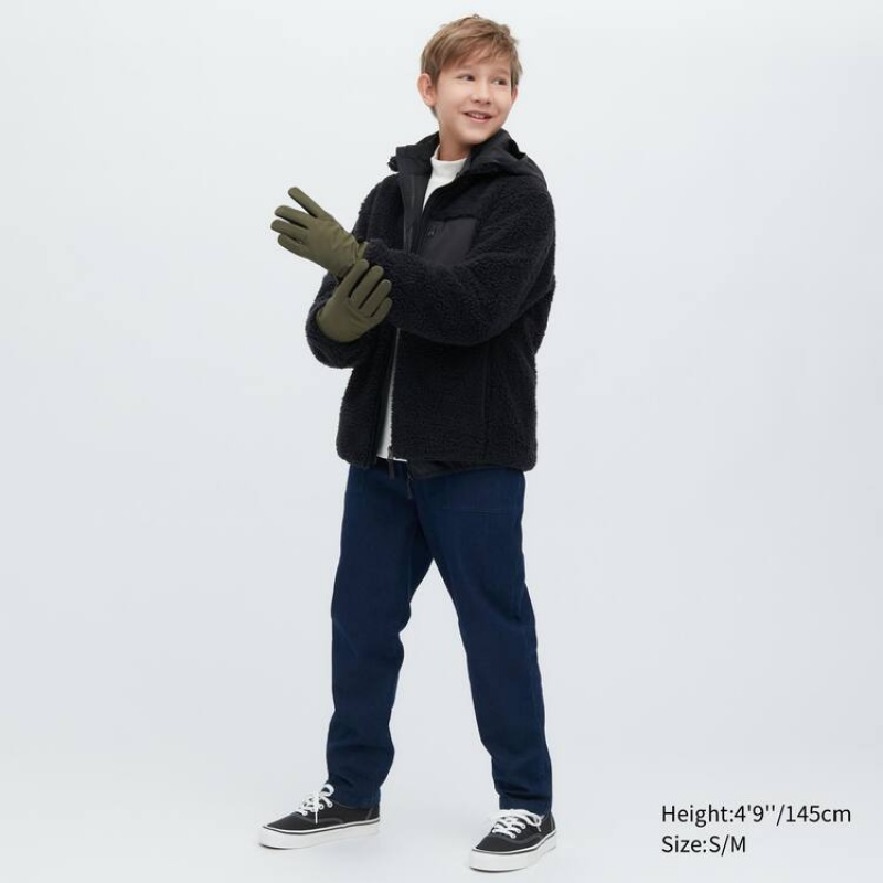 Guantes Uniqlo Heattech Forro Touchscreen Thermal Gloves Niños Verde Oliva | 2936ZAQHT