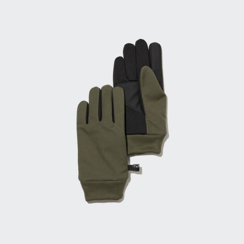 Guantes Uniqlo Heattech Forro Touchscreen Thermal Gloves Niños Verde Oliva | 2936ZAQHT