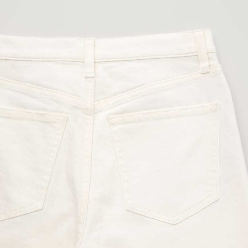 Jeans Uniqlo High Rise Slim Fit Directo Leg Ankle Length Distressed Mujer Blancas | 8974JPTUO