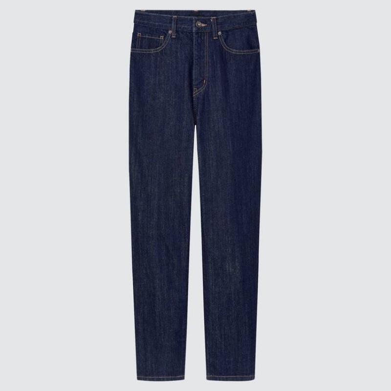 Jeans Uniqlo Peg High Rise Ankle Length (Long) (2021 Season) Mujer Azul Marino | 7809LRTZQ