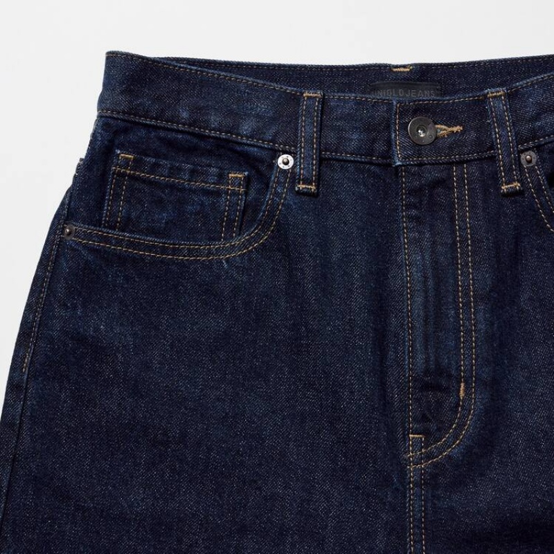 Jeans Uniqlo Peg High Rise Mujer Azul Marino | 3024OAIXG