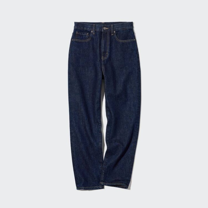 Jeans Uniqlo Peg High Rise Mujer Azul Marino | 3024OAIXG