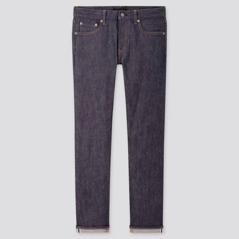 Jeans Uniqlo Selvedge Stretch Slim Fit (2020 Season) Hombre Azul Marino | 7623RIYBZ