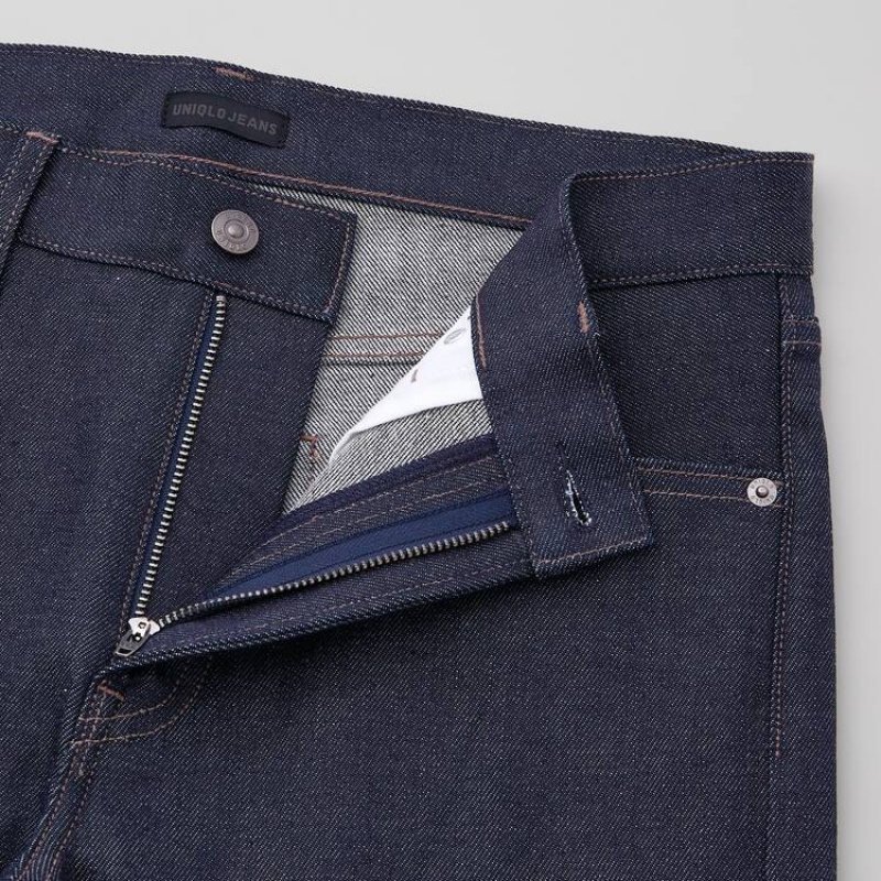 Jeans Uniqlo Selvedge Stretch Slim Fit (2021 Season) Hombre Azul Marino | 3254LEUFM